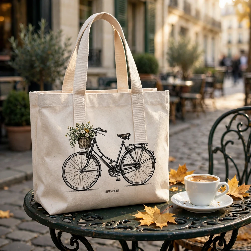 Vintage Bicycle Graphic 12oz Canvas Tote