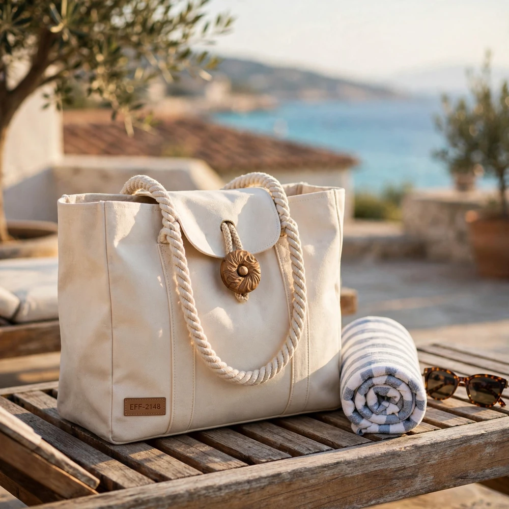 Pearl Button Luxury Canvas Beach Carryall